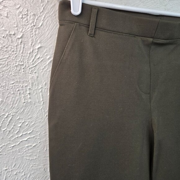 Quince Ponte Stretch Pants M Dark Green Straight Leg Minimalist Pull On Trousers - Picture 5 of 13